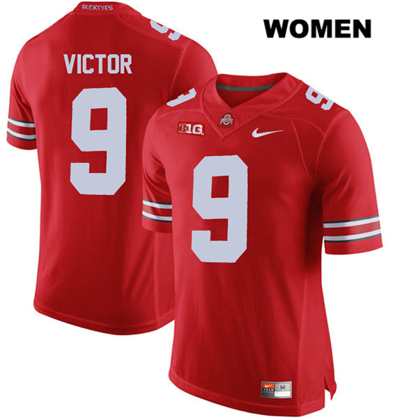 Ohio State Buckeyes Women's Binjimen Victor #9 Red Authentic Nike College NCAA Stitched Football Jersey ED19K73VQ